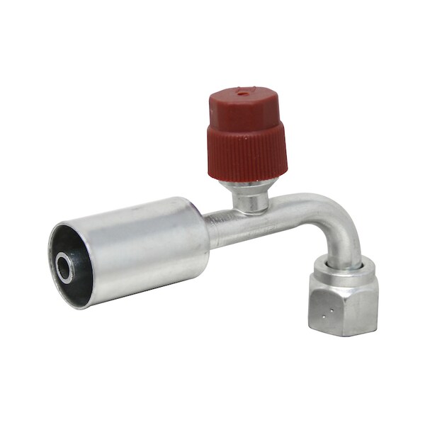 Steel 90 Degree Female O-Ring w/ R134A Service Port Fitting 4 x6 x2